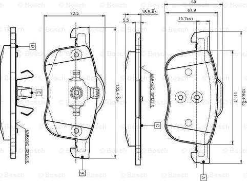 BOSCH 0 986 TB2 351 - Əyləc altlığı dəsti, əyləc diski furqanavto.az