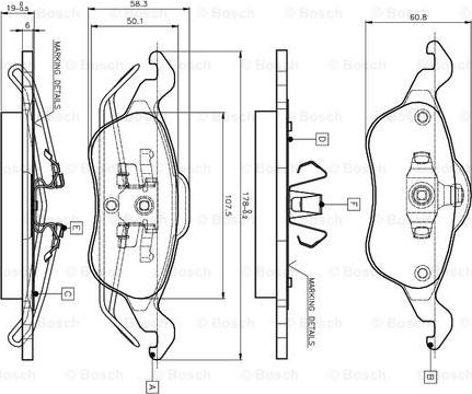 BOSCH 0 986 TB2 338 - Əyləc altlığı dəsti, əyləc diski furqanavto.az