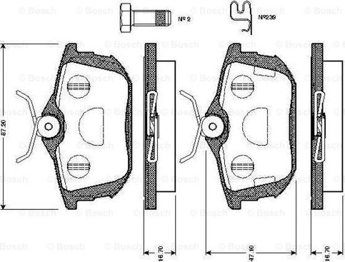 BOSCH 0 986 TB2 299 - Əyləc altlığı dəsti, əyləc diski furqanavto.az