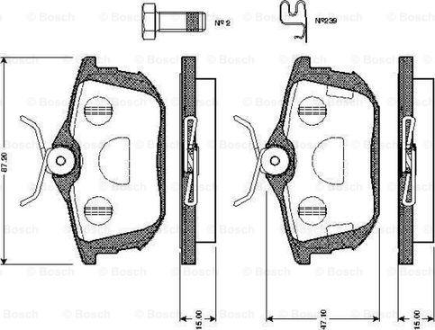 BOSCH 0 986 TB2 298 - Əyləc altlığı dəsti, əyləc diski furqanavto.az