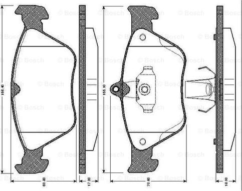 BOSCH 0 986 TB2 256 - Əyləc altlığı dəsti, əyləc diski furqanavto.az