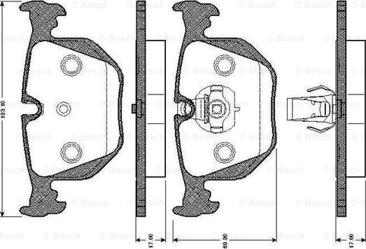 BOSCH 0 986 TB2 205 - Əyləc altlığı dəsti, əyləc diski furqanavto.az