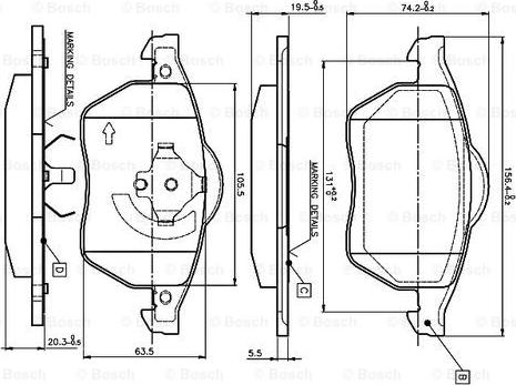 BOSCH 0 986 TB2 214 - Əyləc altlığı dəsti, əyləc diski furqanavto.az