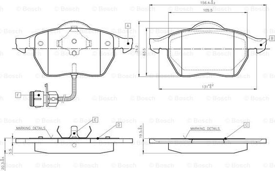 BOSCH 0 986 TB2 213 - Əyləc altlığı dəsti, əyləc diski furqanavto.az