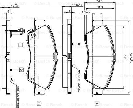 BOSCH 0 986 TB2 233 - Əyləc altlığı dəsti, əyləc diski furqanavto.az