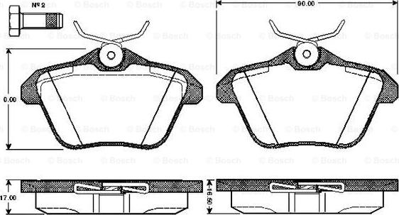 BOSCH 0 986 TB2 276 - Əyləc altlığı dəsti, əyləc diski furqanavto.az