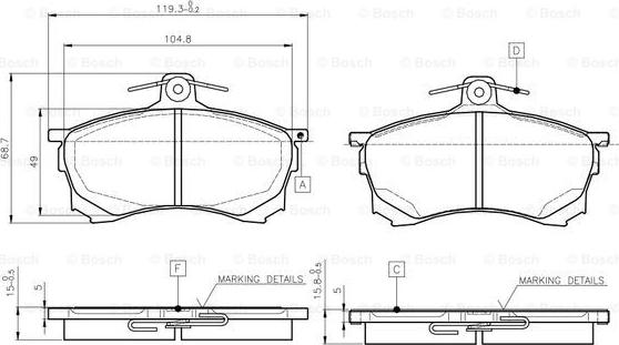 BOSCH 0 986 TB2 278 - Əyləc altlığı dəsti, əyləc diski furqanavto.az