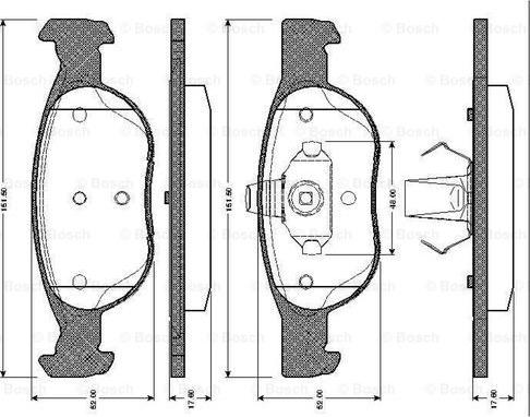 BOSCH 0 986 TB2 731 - Əyləc altlığı dəsti, əyləc diski furqanavto.az