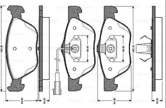 BOSCH 0 986 TB2 733 - Əyləc altlığı dəsti, əyləc diski furqanavto.az