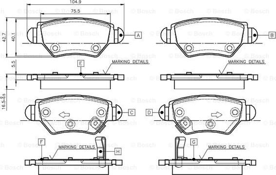 BOSCH 0 986 TB2 777 - Əyləc altlığı dəsti, əyləc diski furqanavto.az