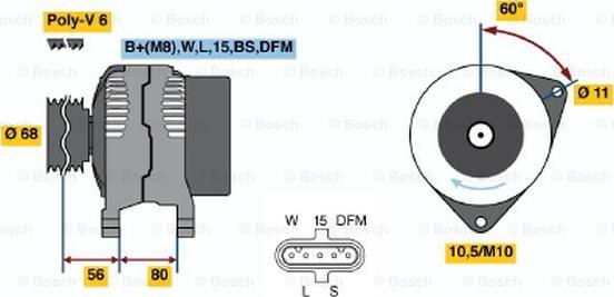 BOSCH 0 124 555 010 - Alternator furqanavto.az