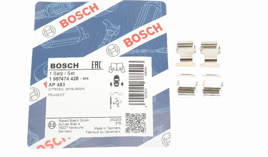 BOSCH 1 987 474 428 - Disk əyləc pedləri üçün aksesuar dəsti furqanavto.az