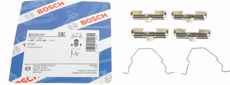 BOSCH 1 987 474 280 - Disk əyləc pedləri üçün aksesuar dəsti furqanavto.az