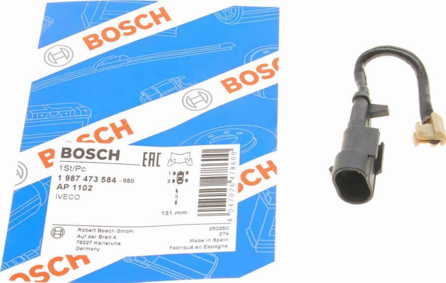 BOSCH 1 987 473 584 - Xəbərdarlıq Kontakt, əyləc padinin aşınması furqanavto.az