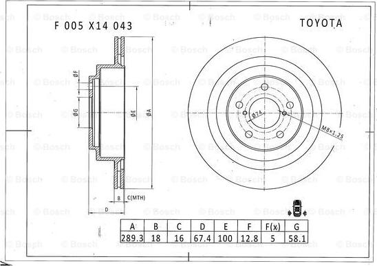 BOSCH F 005 X14 043 - Əyləc Diski furqanavto.az