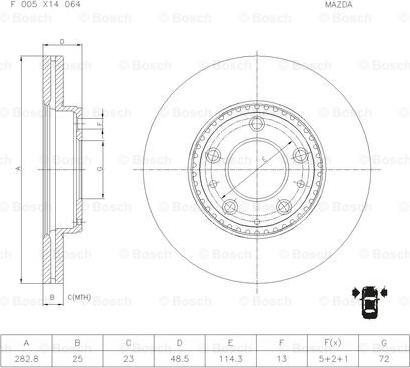 BOSCH F 005 X14 064 - Əyləc Diski furqanavto.az