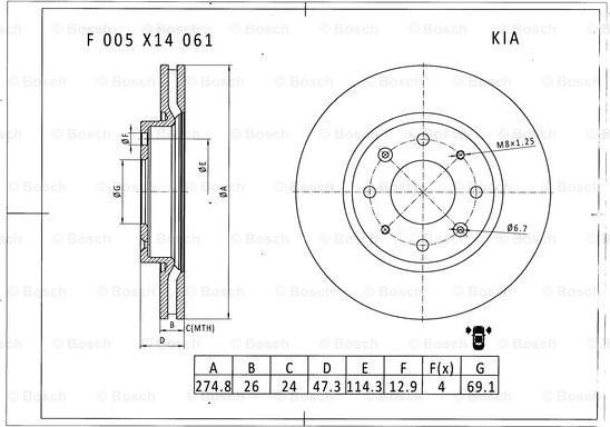 BOSCH F 005 X14 061 - Əyləc Diski furqanavto.az