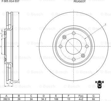 BOSCH F 005 X14 037 - Əyləc Diski furqanavto.az