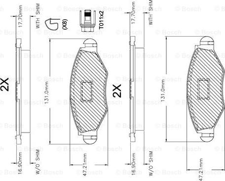 BOSCH F 03A 150 014 - Əyləc altlığı dəsti, əyləc diski furqanavto.az