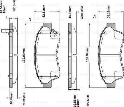 BOSCH F 03B 150 023 - Əyləc altlığı dəsti, əyləc diski furqanavto.az