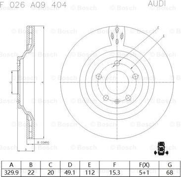 BOSCH F 026 A09 404 - Əyləc Diski furqanavto.az