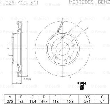 BOSCH F 026 A09 341 - Əyləc Diski furqanavto.az