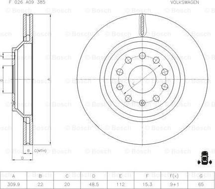 BOSCH F 026 A09 385 - Əyləc Diski furqanavto.az