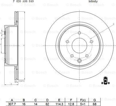 BOSCH F 026 A06 849 - Əyləc Diski furqanavto.az