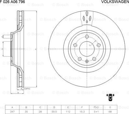 BOSCH F 026 A06 796 - Əyləc Diski furqanavto.az