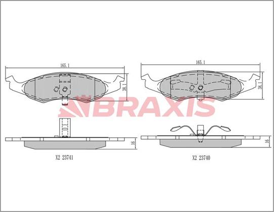 Braxis AA0692 - Əyləc altlığı dəsti, əyləc diski furqanavto.az