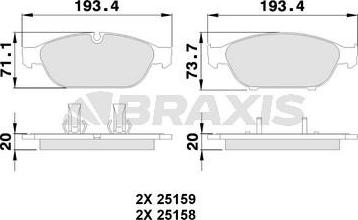 Braxis AA0393 - Əyləc altlığı dəsti, əyləc diski furqanavto.az