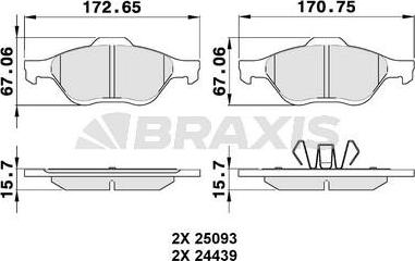 Braxis AA0340 - Əyləc altlığı dəsti, əyləc diski furqanavto.az