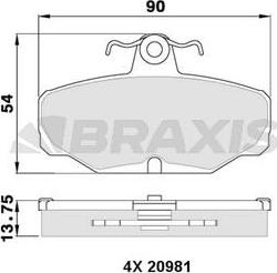 Braxis AA0325 - Əyləc altlığı dəsti, əyləc diski furqanavto.az