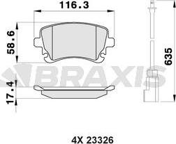 Braxis AB0448 - Əyləc altlığı dəsti, əyləc diski furqanavto.az