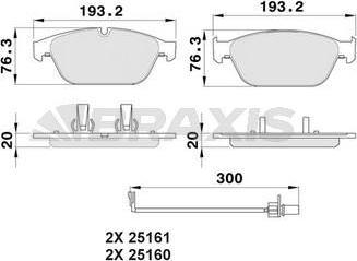 Braxis AB0502 - Əyləc altlığı dəsti, əyləc diski furqanavto.az