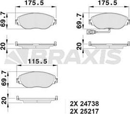 Braxis AB0528 - Əyləc altlığı dəsti, əyləc diski furqanavto.az