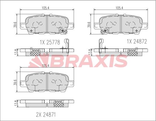 Braxis AB0617 - Əyləc altlığı dəsti, əyləc diski furqanavto.az