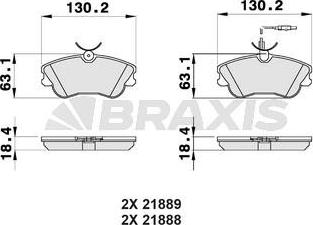 Braxis AB0143 - Əyləc altlığı dəsti, əyləc diski furqanavto.az