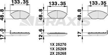 Braxis AB0151 - Əyləc altlığı dəsti, əyləc diski furqanavto.az