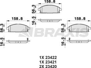 Braxis AB0166 - Əyləc altlığı dəsti, əyləc diski furqanavto.az