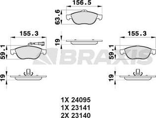 Braxis AB0161 - Əyləc altlığı dəsti, əyləc diski furqanavto.az