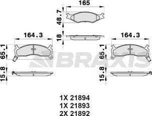 Braxis AB0346 - Əyləc altlığı dəsti, əyləc diski furqanavto.az