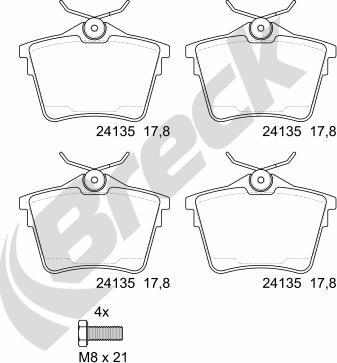 Breck 24135 00 704 00 - Əyləc altlığı dəsti, əyləc diski furqanavto.az