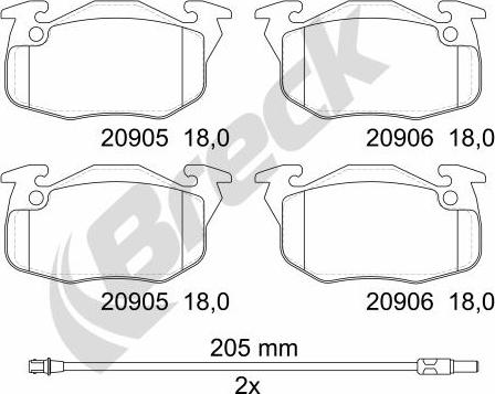 Breck 20905 00 702 10 - Əyləc altlığı dəsti, əyləc diski furqanavto.az