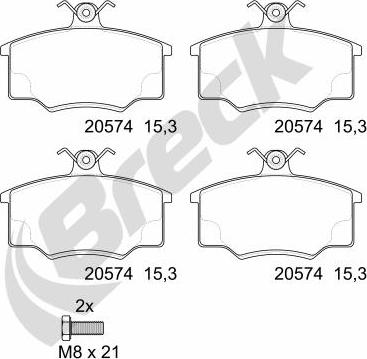 Breck 20574 00 701 00 - Əyləc altlığı dəsti, əyləc diski furqanavto.az