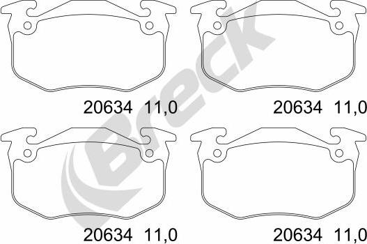 Breck 20634 00 702 00 - Əyləc altlığı dəsti, əyləc diski furqanavto.az