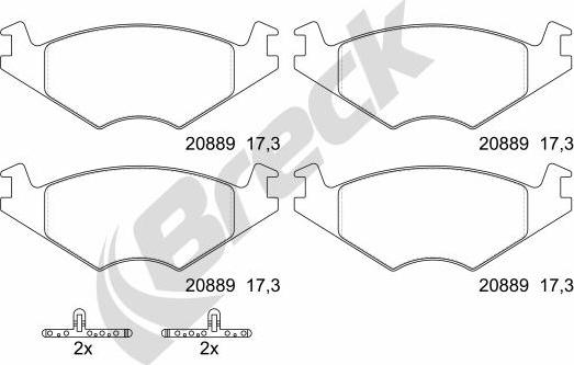 Breck 20889 00 702 00 - Əyləc altlığı dəsti, əyləc diski www.furqanavto.az