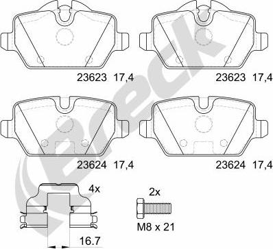 Breck 23623 00 704 00 - Əyləc altlığı dəsti, əyləc diski furqanavto.az