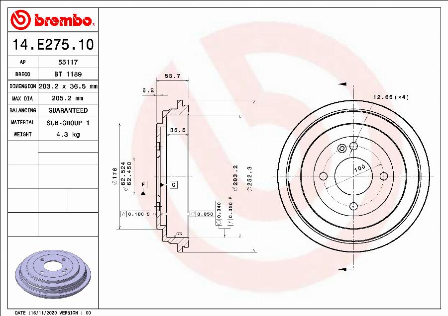 Breco BT 1189 - Əyləc barabanı www.furqanavto.az