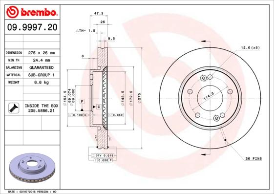 Brembo 09.9997.20 - Əyləc Diski furqanavto.az